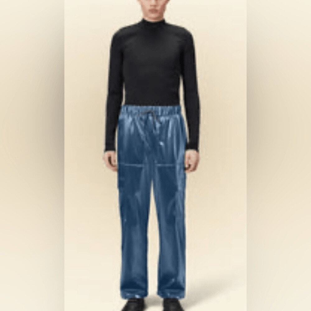 RAINS | Unisex Cargo Wide Leg Rain Pants Sonic Blue
